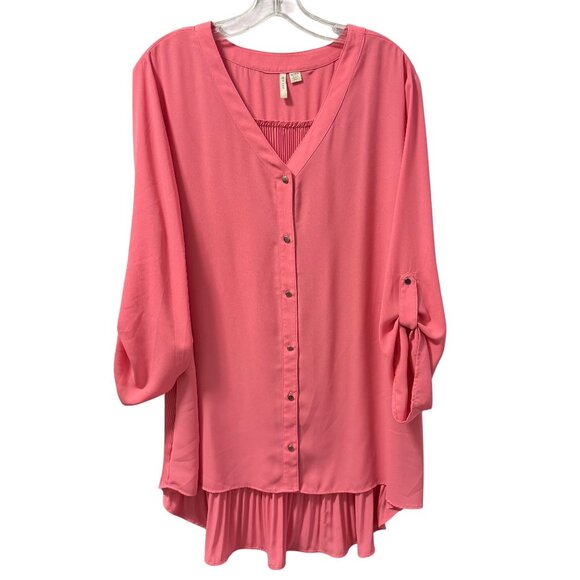 Cato pink Button-Front High-Low Tunic Top Sz 18/20W Lightweight Polyester - Picture 9 of 12